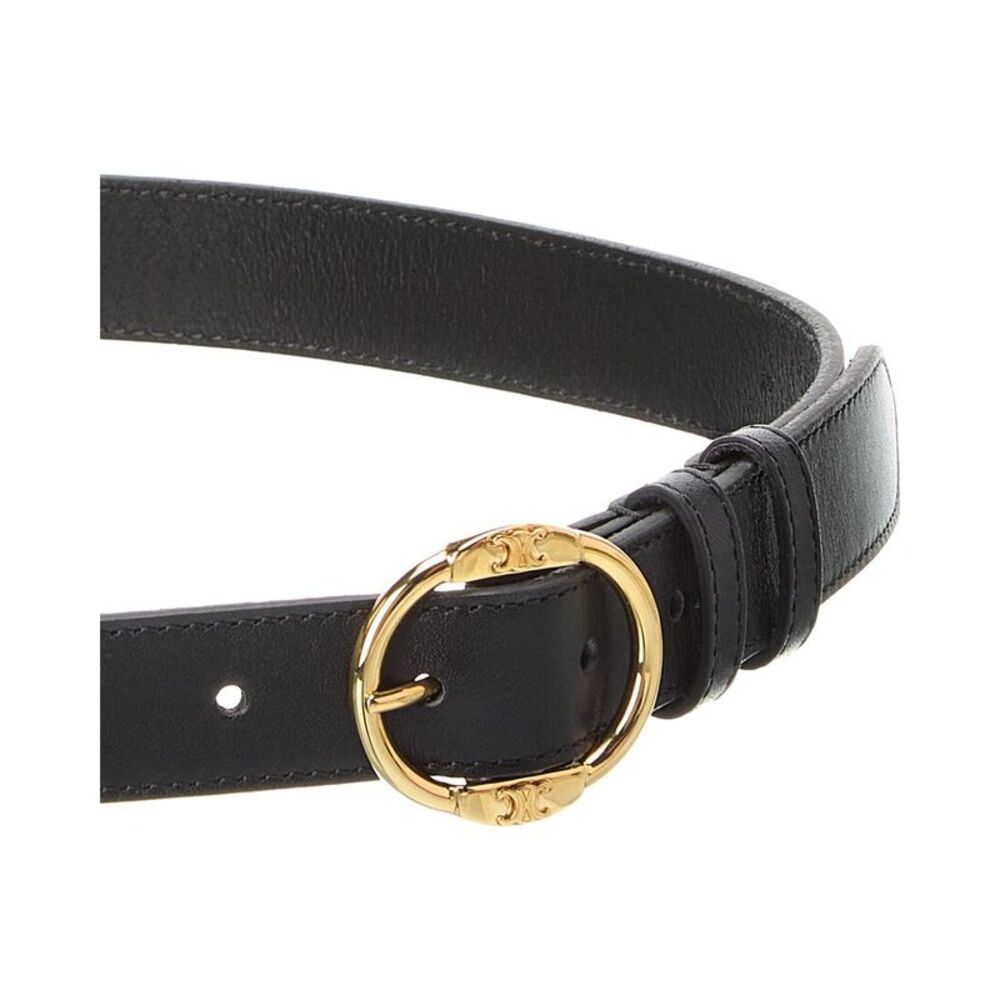 Celine Twin Triomphe Leather Belt, Black - Picture 2 of 3